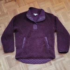 Athleta Plum Sherpa Snap-Neck Fleece Pullover Size Small